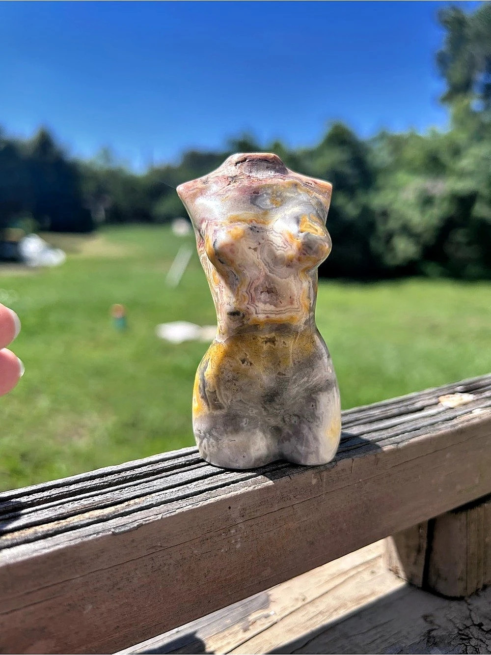 Stone Torso Sculpture in Brown & Gray